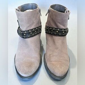 Crown Taupe Ankle Boots with Studded Strap